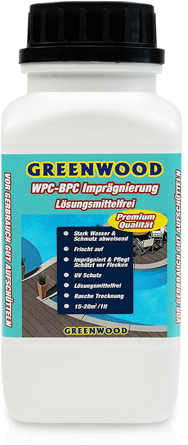Greenwood - Premium WPC care & protection impregnation - anthracite - grey 750 ml #3L - solvent - no vapour - pet friendly - harmless.