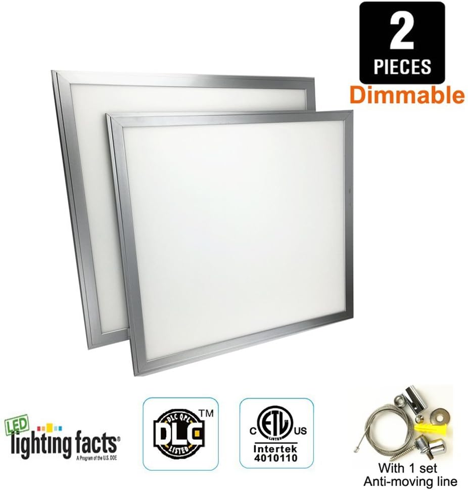 [2-pack] Dimmable Led Panel Light 2x2ft 54W 5000k ( Equivalent 320 Watt incandescent), Daylight,ETL+DLC Listed, Led ceiling panel Eligible for Nationwide Rebate Programs