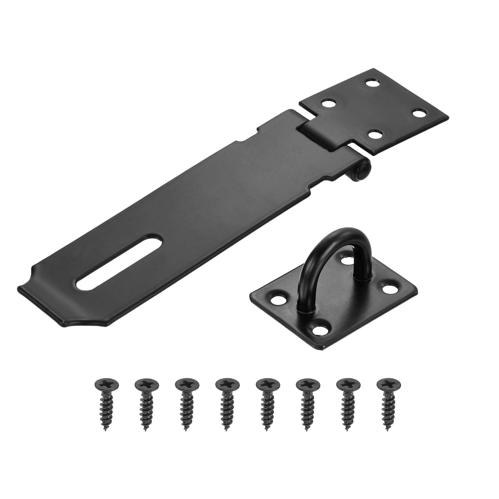 PATIKIL 5 Inch Door Hasp Latch, Stainless Steel Barn Door Security Padlock Hasp Lock Latch for Door Window Drawer Toolbox Garage, Black