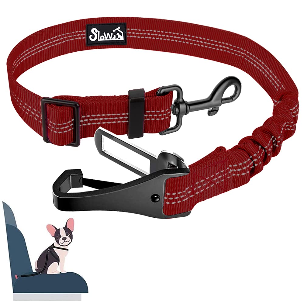 Eyein Dog Seat Belt, 2 in 1 Attachment Dog Car Harnesses Belt, Hook Latch Bar & Seatbelt Buckle with Anti Shock Elastic Nylon Bungee Buffer, Adjustable Reflective Duty Pet Safety Belts for Vehicle