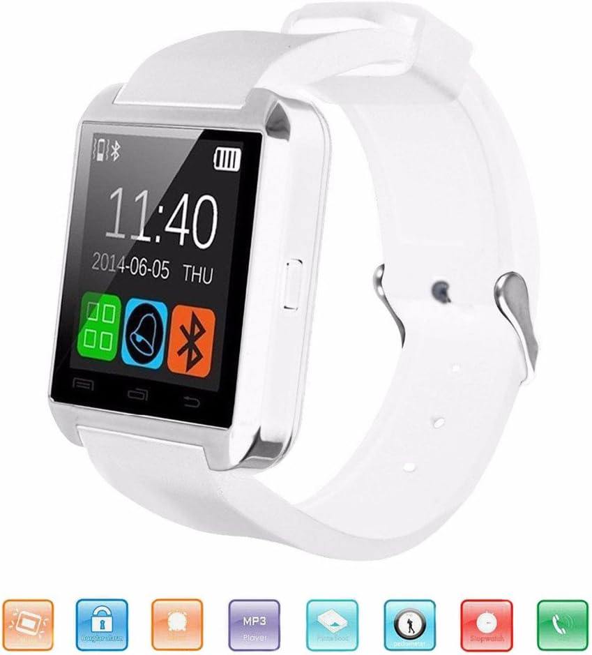 Bluetooth Smart Watch, KeepGoo U8 Smartwatch for Android IOS Smartphone Smart Watches Support Health Pedometer Sleep Monitor Call/SMS/SNS Alert 1.44'' Touch Screen Wrist Watch for Men, Women (White)