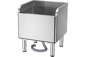 Altsuceser Commercial Floor Mop Sink - Stainless Steel Utility Sink with High Baffle & Removable Filter, Rounded Edge Design,