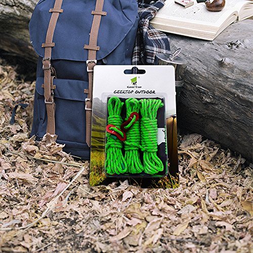 GEERTOP Reflective Guylines 4mm Tent Cords Lightweight Camp Ropes with Aluminum Adjuster