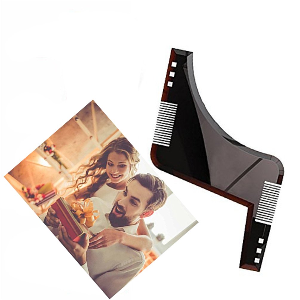 Beard Shaping Tool Template，IOQSOF Beard Shaping & Styling Tool with Inbuilt Comb for Perfect Line Up & Edging, Use with a Beard Trimmer or Razor to Style Your Beard & Facial Hair