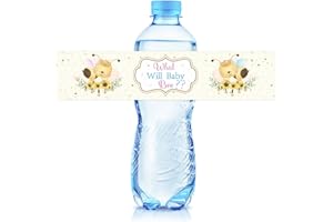 Ambishi 32 Pcs What Will Baby Bee Water Bottle Labels, Bee Theme Birthday/Baby Shower/Gender Reveal Party Decoration Photo Props, Pregnant Announcement Party Water Bottle Stickers