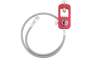 HPDMC 4500psi Yolk Fill Station for HPA Tanks - High Pressure Gauge - Aluminum Alloy Refill Adapter - 36in Teflon Hose - DIN Valve for PCP Paintball Tank Charging System (Red)