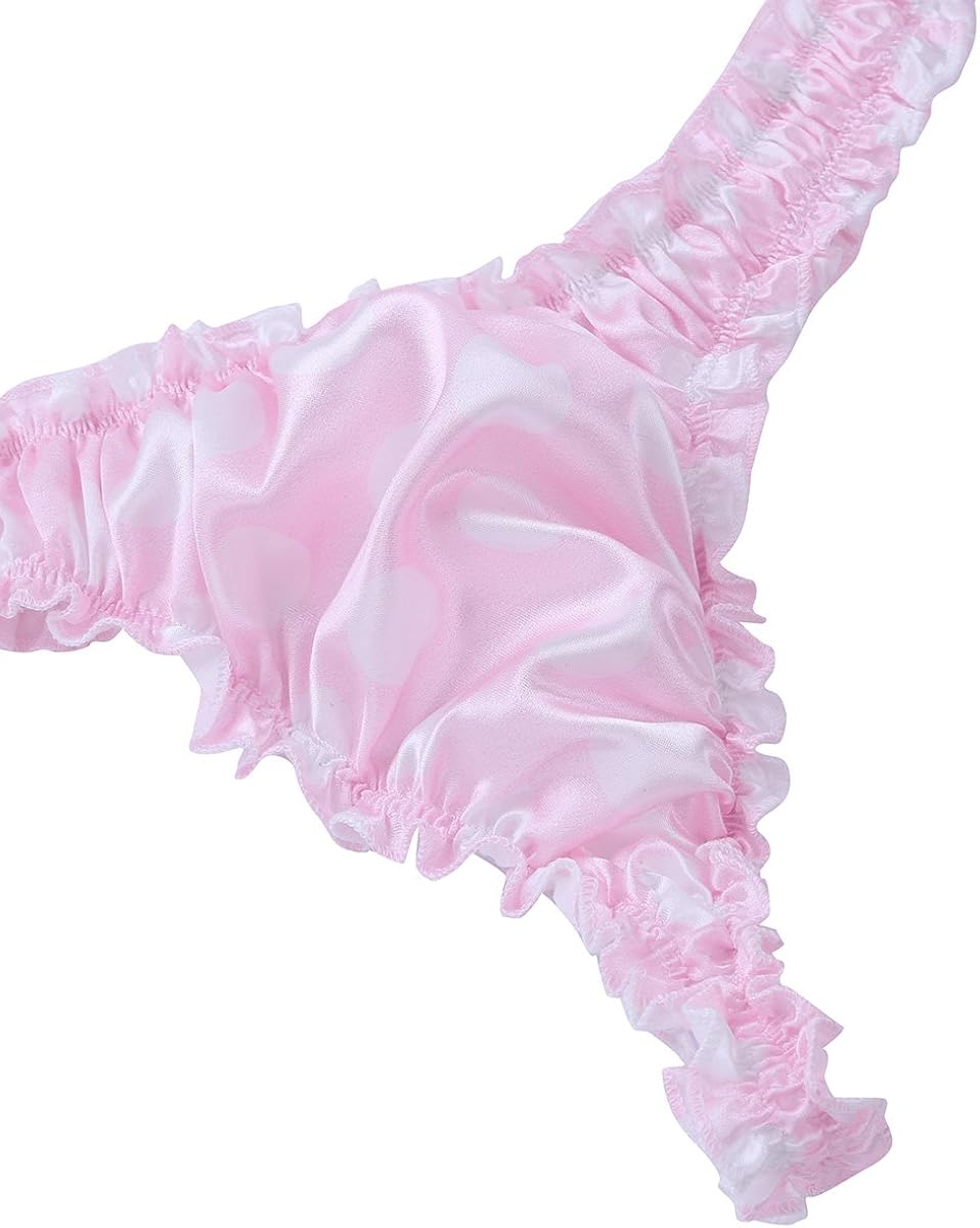 Agoky Men S Satin Silky Ruffled Frilly Panties Micro G String Thongs Sissy Pouch Panties Lace Trim Low Rise Underwear Black Medium Waist 27 5 55 0 Clothing Lp Neto Z Co Il lp neto z co il