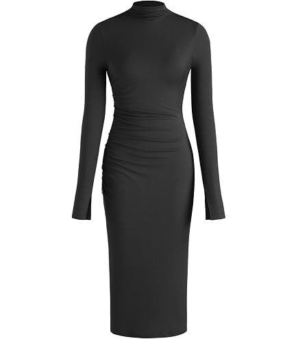ICONOFLASH Women's Black Midi Bodycon Dress 3/4 Sleeve Sexy Fitted Dresses in Small at Amazon Women's Clothing store