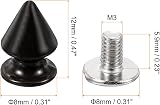 sourcing map 20 Sets Black Cone Spike Rivets 8x12mm Screw Back Studs for view 2