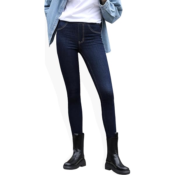 OFLUCK Women's Stretch Slim Fit High Rise Jeans - Tapered Leg Destroyed Denim Pants