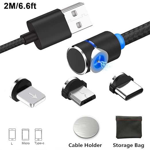 Magnetisches USB-Ladekabel, Multi 3-in-1 Kabel Ladegerät mit LED für Handy/Android, mehrere Ladeadapter, Micro-Light-Typ C-No