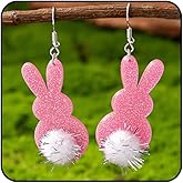 Easter Bunny Earrings Gifts for Women,Spring Funny Cute Acrylic Earrings Peeps Cheap Thank You Jewelry Easter Gift for Adults Dangle Sparkle Holiday Earring