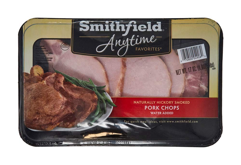 Smithfield, Anytime Favorites Fully Cooked Bone In Naturally Hickory Smoked Pork Chops, 1.0625 lb