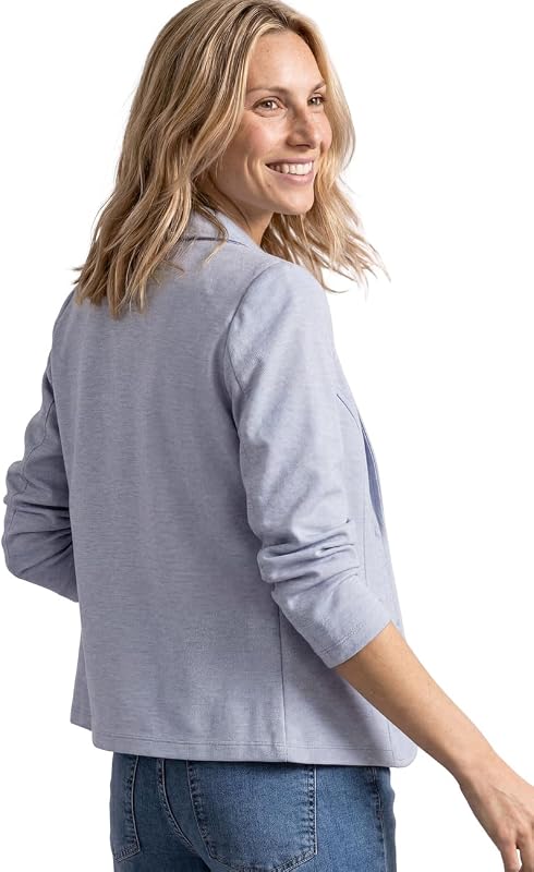Blazer piqué Basique pour Femme, Bleu Whispery, 42