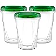 Elegant Disposables (32 Ounce 10 Pack) Twist cap Containers Clear Bottom With Green Top Screw on Lids Twist Top Food Storage Freezer Containers
