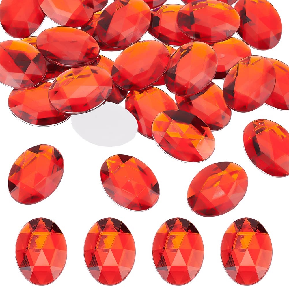 FINGERINSPIRE 30 Pcs 40x30mm Extral Large Oval Acrylic Rhinestone Gems Acrylic Jewels Embelishments Crystals Flat Back Red Jewels Embelishments Crystal Gems for Costume Making Cosplay Jewels Crafts