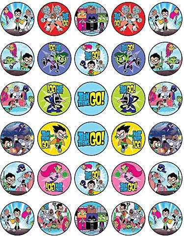 30 x Edible Cupcake Toppers – Teen Titans Go Themed Collection of Edible Cake Decorations | Uncut Edible Prints on Wafer Sheet
