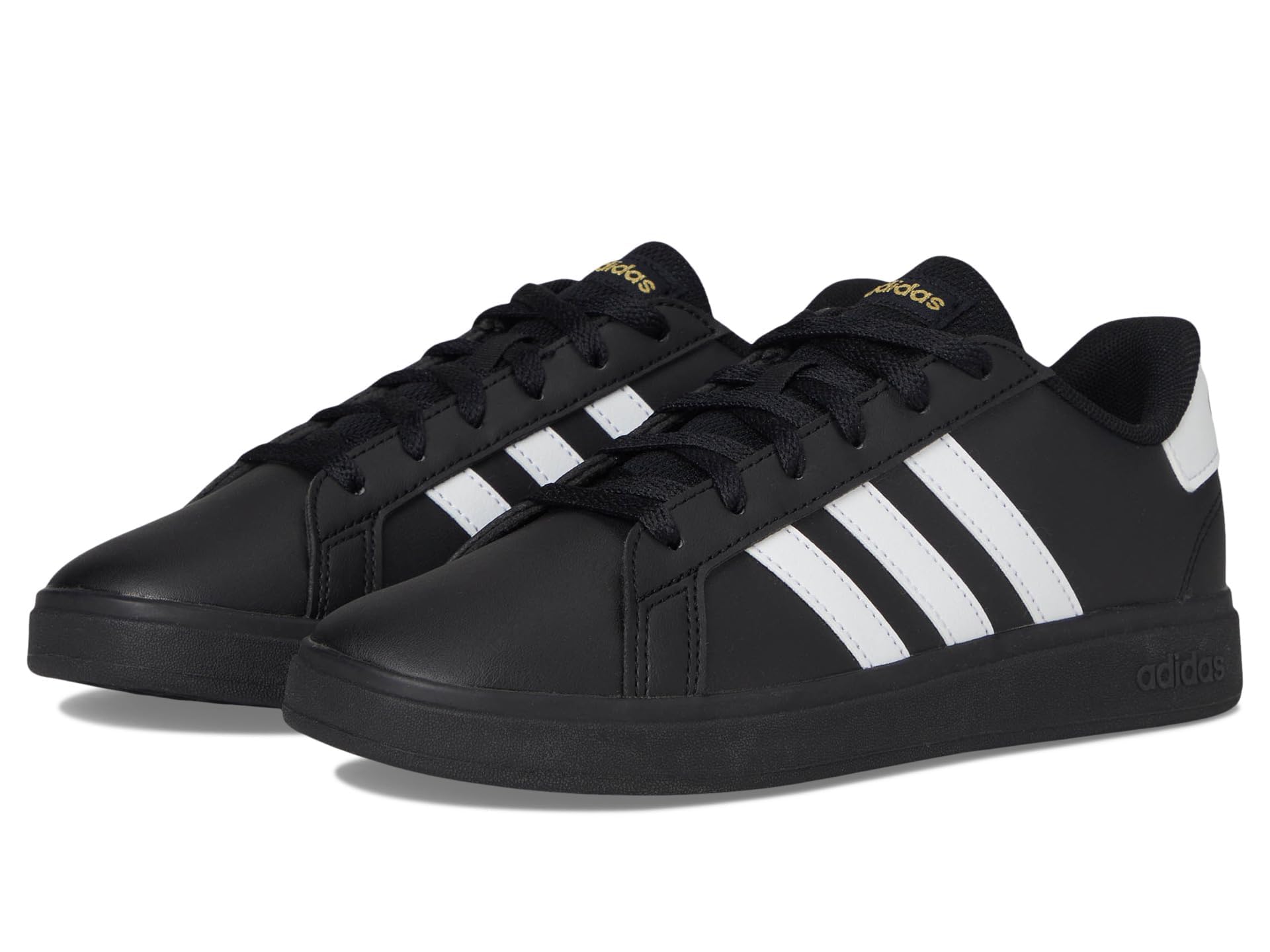 adidas Grand Court 2.0 Sneaker, Black/White/Gold Metallic, 6.5 US Unisex Big Kid