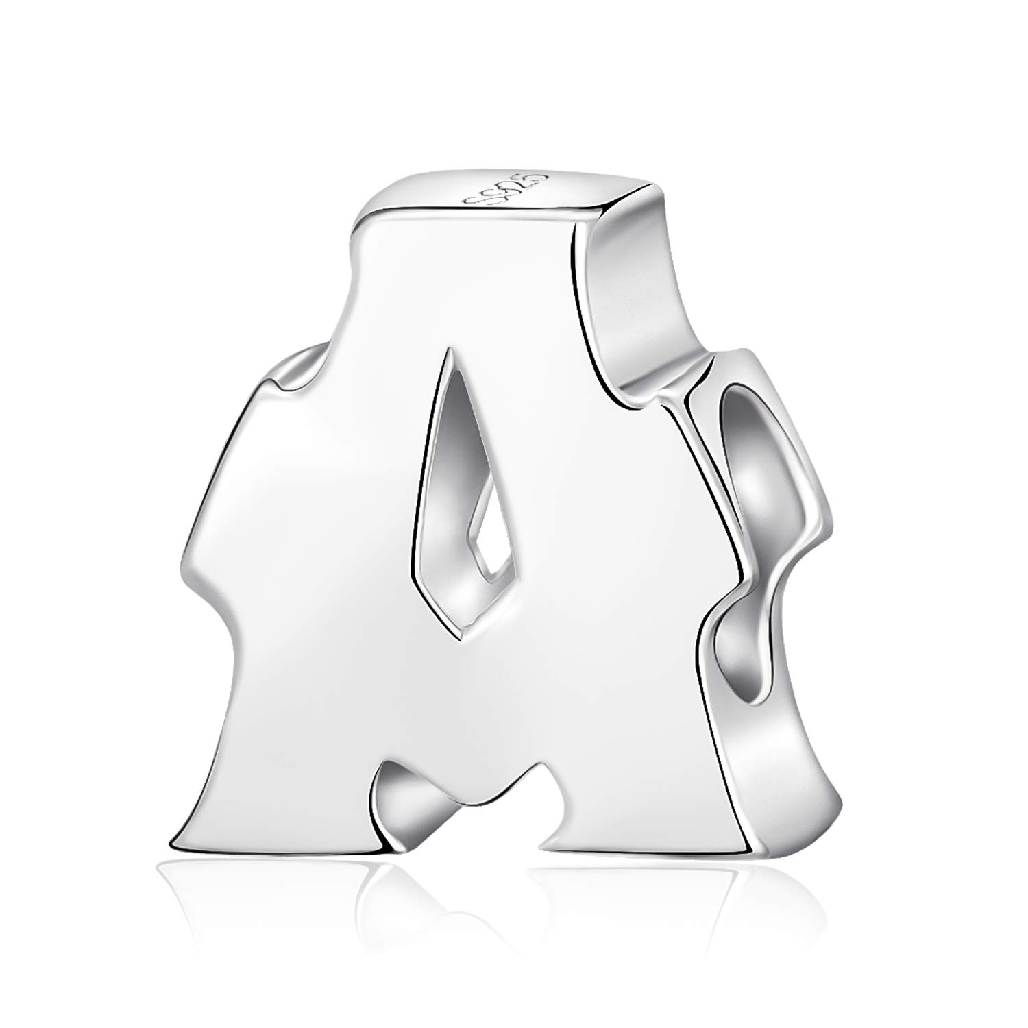 Alphabet Charms Letter Initial A-Z Genuine 925 Sterling Silver Beads fits Pandora Charms Bracelet (Letter A)