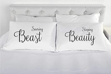 Amazon Com Sleeping Beauty Snoring Beast White Pillowcase Pair Of