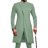 OAQAO African Clothes for Men Dashiki Slim Fit Jacket and Trousers Set Formal Attire for Wedding