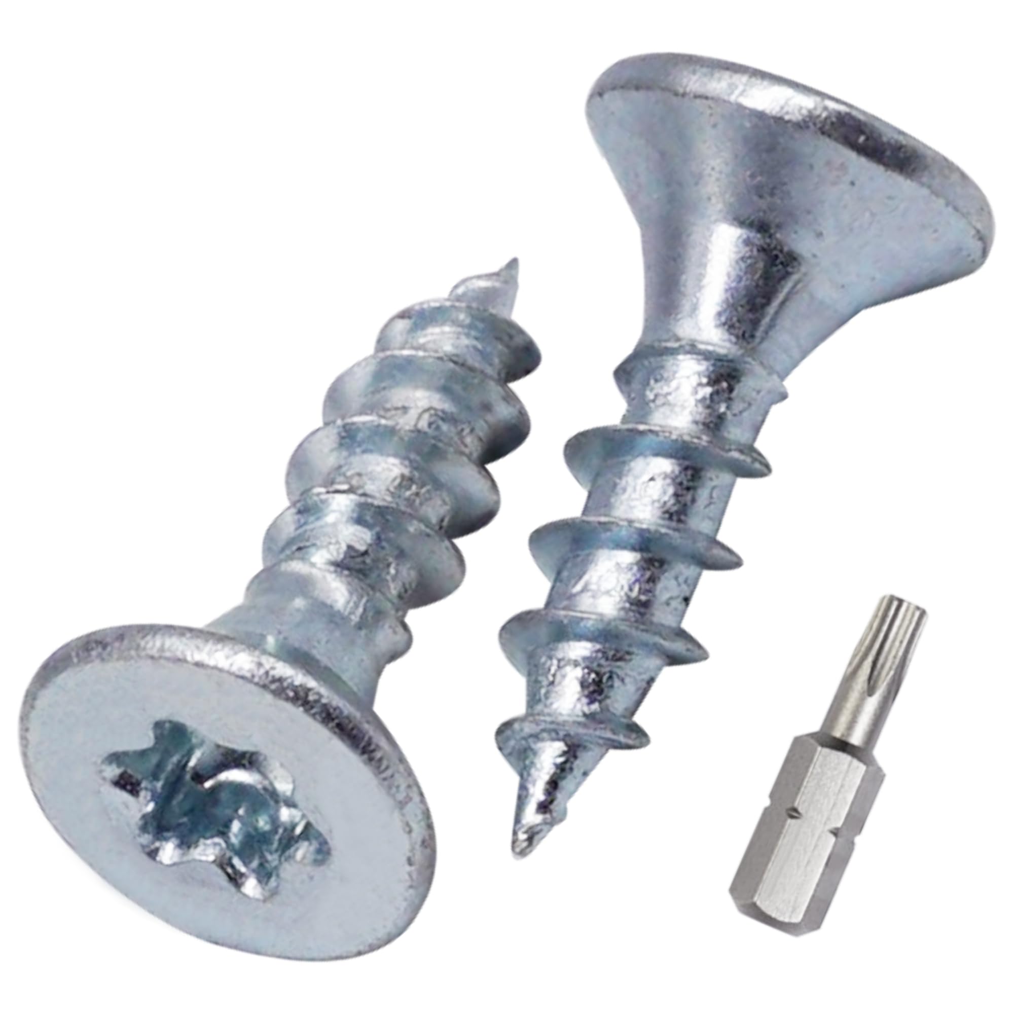 SKIR'CO (100 pcs) Zinc Plated Steel Wood Screws 4.5 x 16 mm, Torx Head, Countersunk Head, Chipboard Screws, Fully Threaded