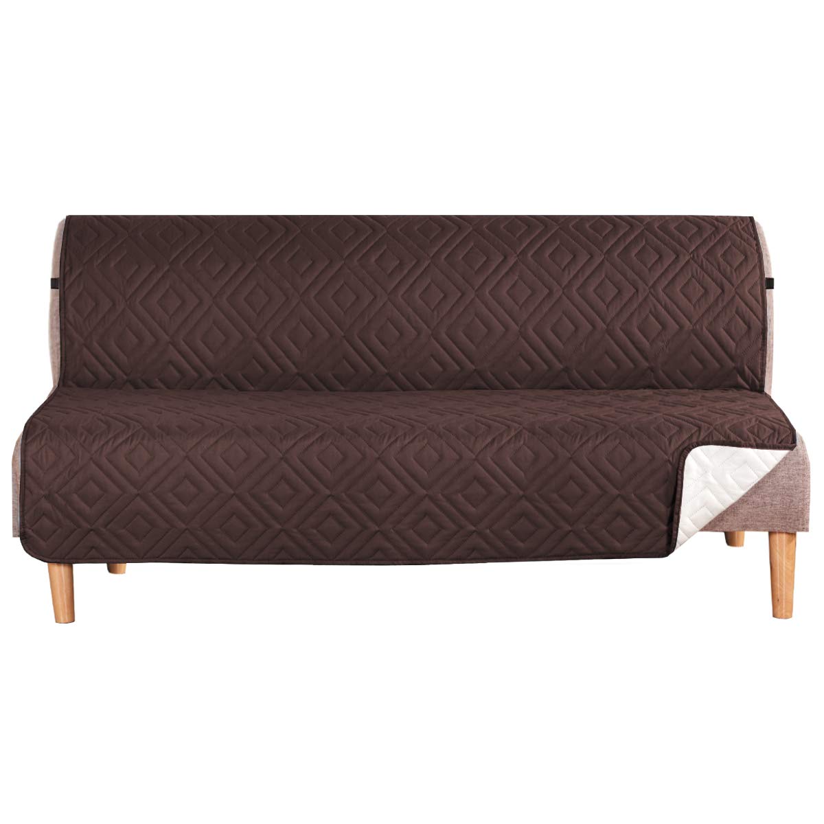 Photo 1 of H.VERSAILTEX Futon Cover Reversible Sofa Slipcover Furniture Protector Water Resistant 2 Inch Wide Elastic Straps Sofa Bed Pets Kids Dog Cat Fit Sitting Width Up to 70"(Futon, Brown/Beige)