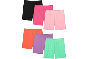 6 Pack Girls Biker Shorts Under Dress Dance Cartwheel Shorts for Toddler Kids Multicolor Athletic Running Bottoms