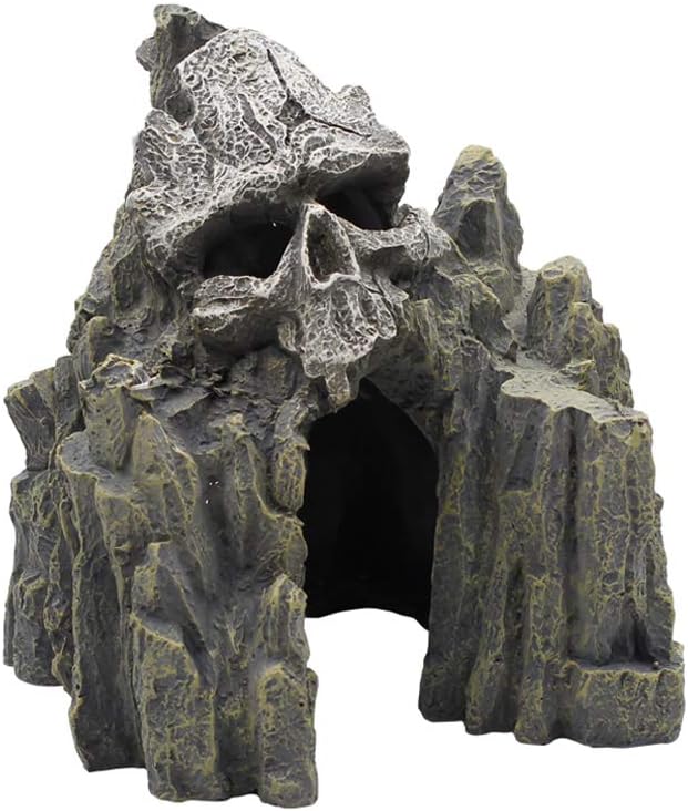 EHC Skull Mountain Aquarium Ornament Fish Tank Decorations Small Terrain Scenery Decorations for Reptile Wargaming