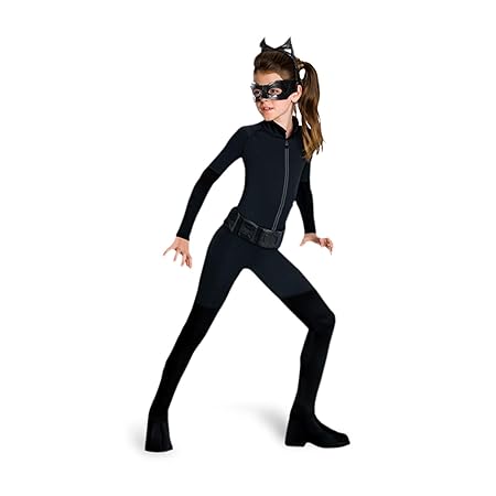 Elbenwald Catwoman Teenager Kostüm Overall zum aktuellen Batman Film Dark Knight Rises mit Kopfteil u Augenmaske - S