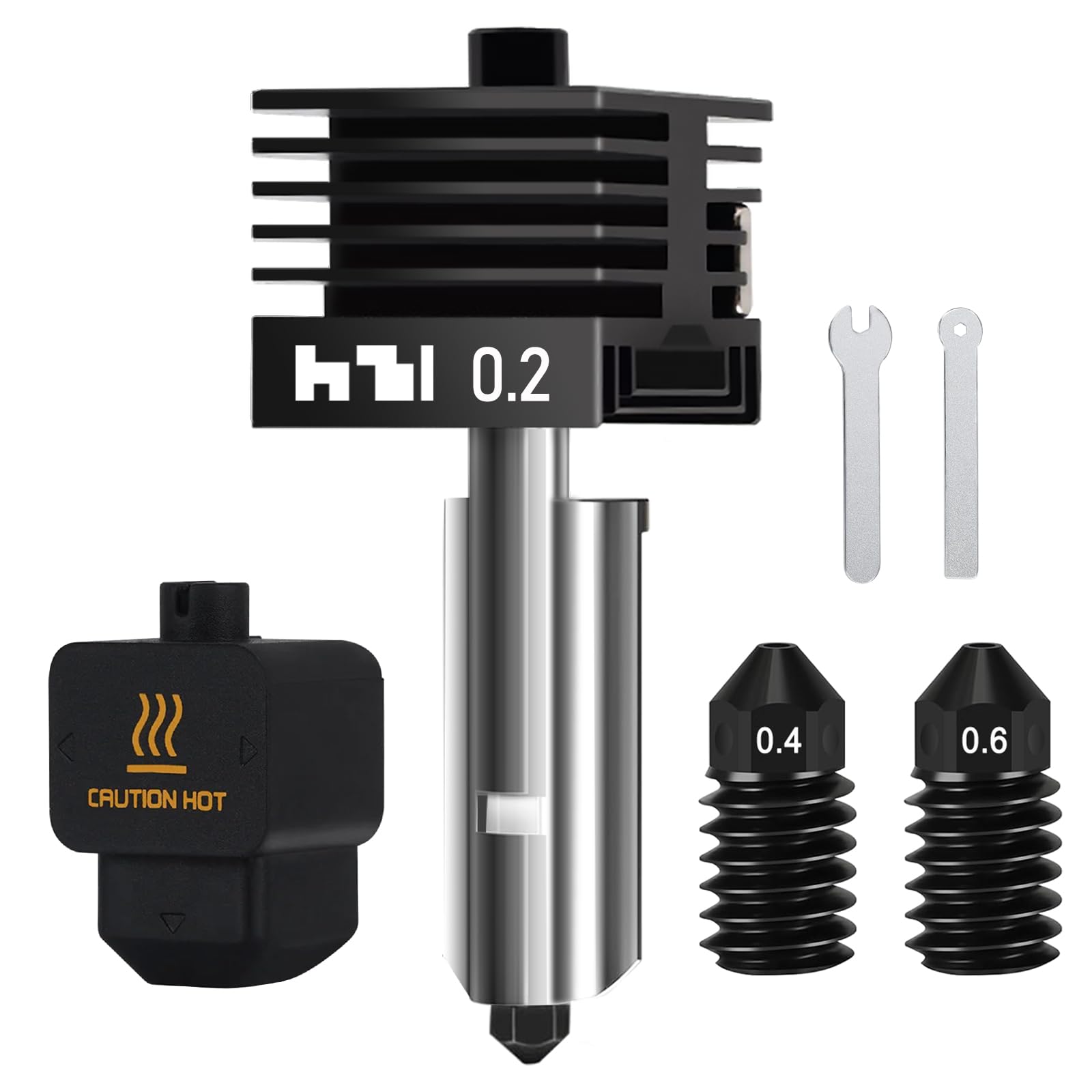Photo 1 of HIKUDIY 0.2mm Hotend for Bambu Lab H2D/H2D Laster Full Combo/H2D AMS Combo/A1/A1 Mini, Extruder Print Head with Extra 0.4mm 0.6mm Nozzle Quick Swap Hot End Design for Bambulab H2D 3D Printer