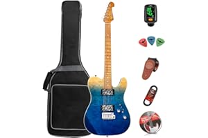 BENSSICA Bullfighter Electric Guitar D230 Gradient professional beginner electronic guitar advanced playing (Blue)