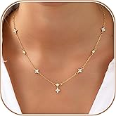 LUNADORN Dainty Gold Silver Necklaces for Women Trendy Non Tarnish 14K Gold Plated Cubic Zirconia Diamond Necklace Layered Cute Station Choker Necklace Stack for Women Jewelry Gifts