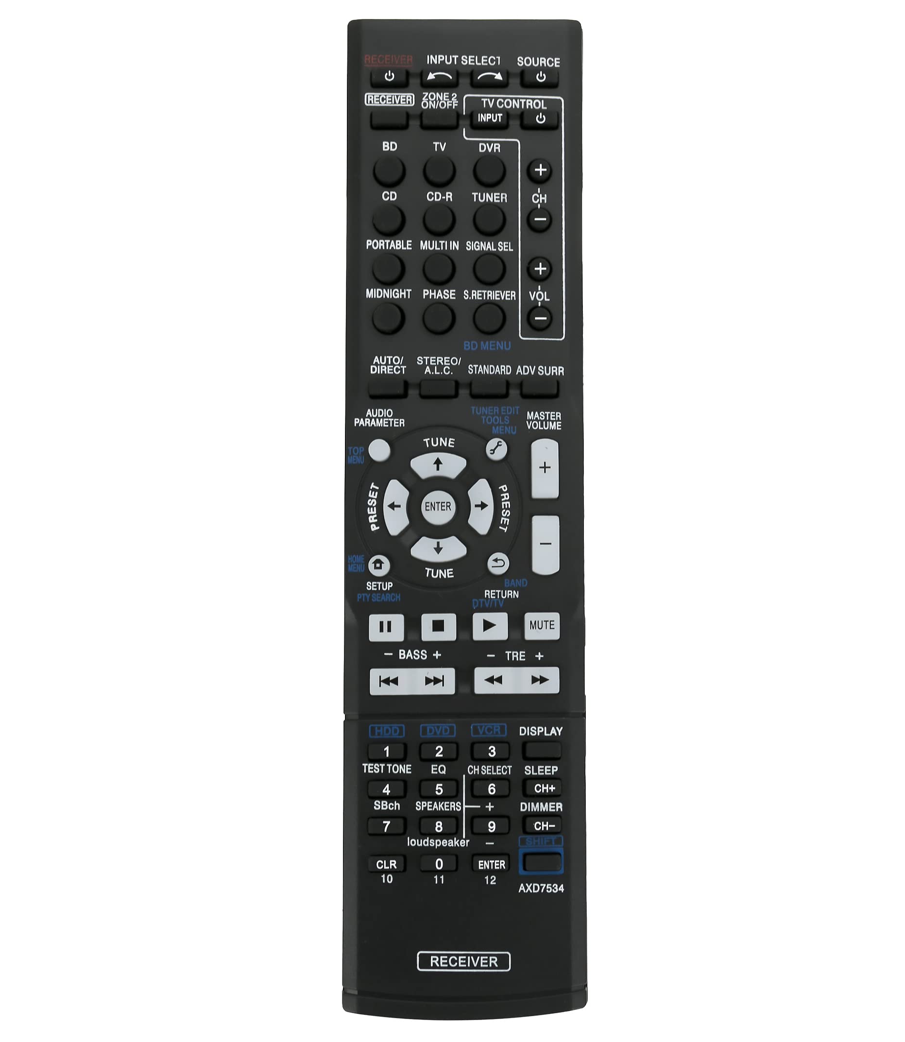 AXD7534 VINABTY Replacement Remote Control Fit for Pioneer Audio/Video Multi-Channel Receiver SX-9110TXV-K VSX-527-K VSX-527-S VSX-827-K VSX-827-S VSX-519V-K VSX-519V SX-319V VSX-81TXV VSX-81TXV-S