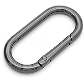 CRAFTMEMORE 2pcs Oval Rings Snap Clips Spring Opening Keyring Buckle SHOV Purse Hardware (Gunmetal Black)