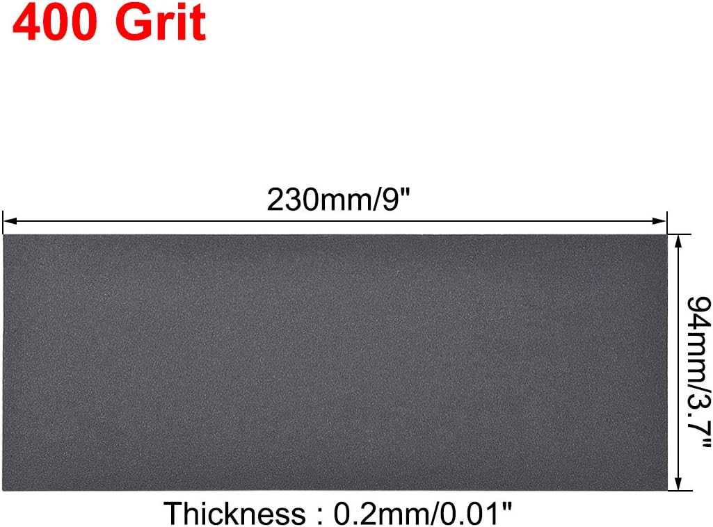 sourcing map 400 Grits Sanding Sheets 9-inch x 3.6-inch Wet Dry Silicon Carbide Sandpaper for Wood Furniture Metal Polishing 5pcs - Image 4