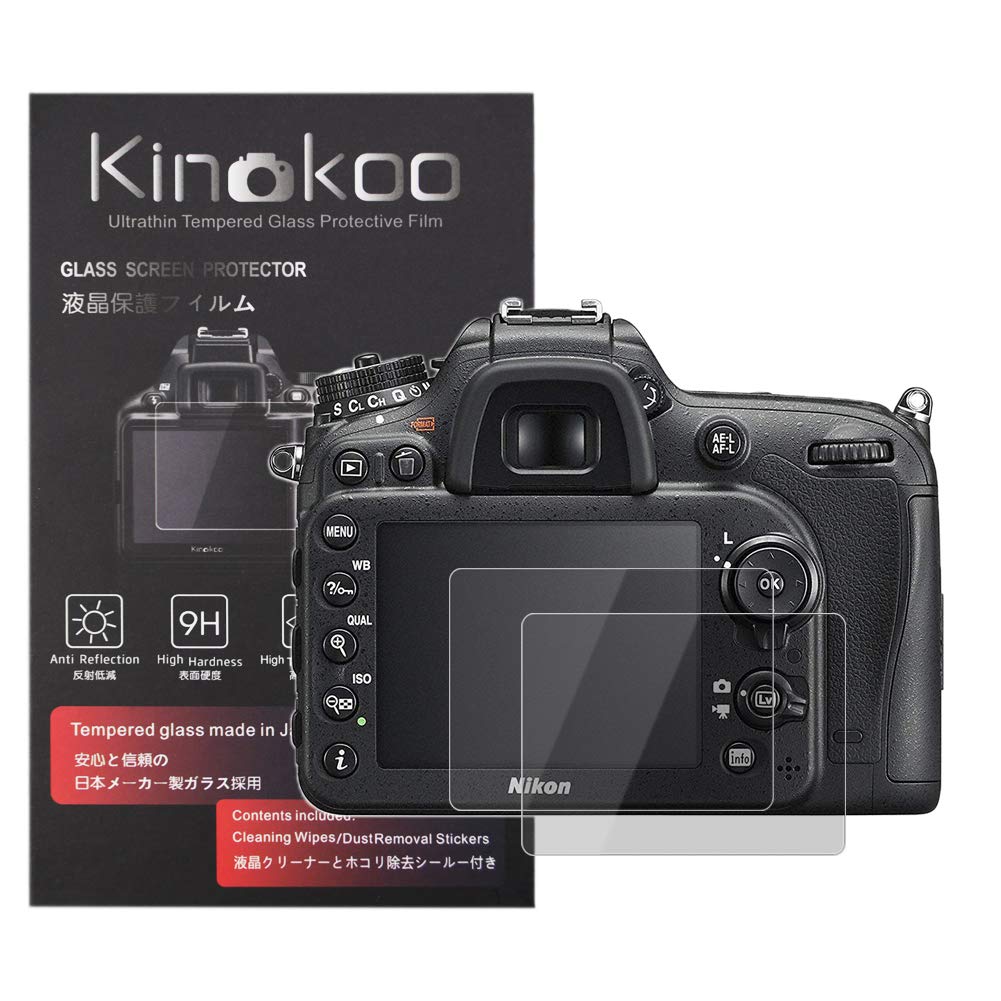 kinokoo 0.25mm Tempered Glass Film for Nikon D7200/D7100/D810/D800/D610/D4/D4S/DF Crystal Clear Film Nikon D7200 D7100 D810 D800 D610 D4 D4S DF Screen Protector Bubble-free/Anti-scratch(2 pack)