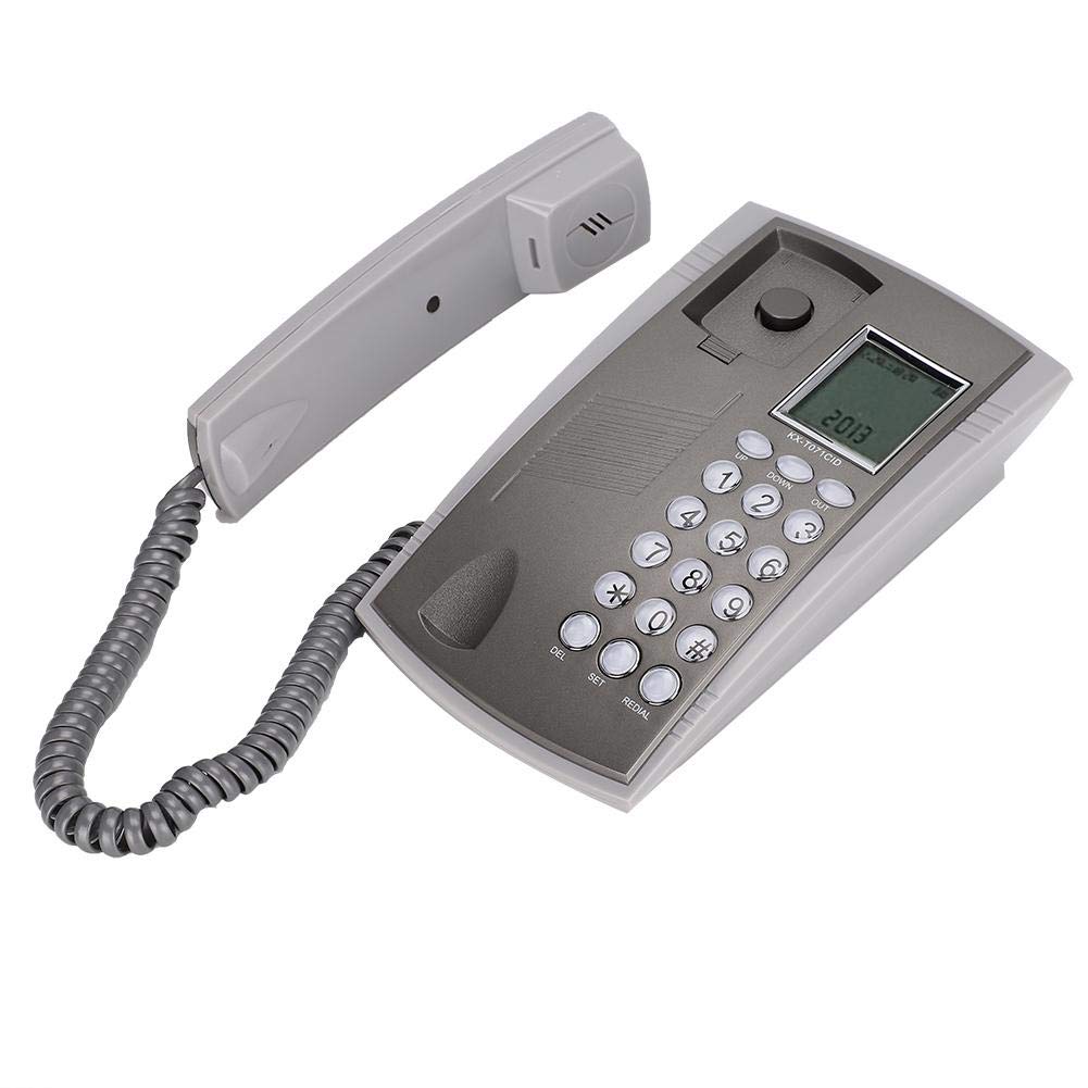 Landline Corded Telephone, kx-071 Gray Mute Wall Mount Desktop Fixed Wired Phone with Caller ID,for Home/Office/Hotel/Call Center