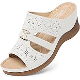 SHIBEVER Wedge Sandals for Women Slip On Platform Wedge Sandals Summer Shoes White Size 11