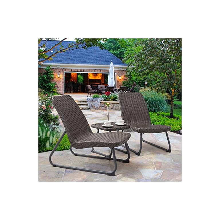 Tangkula Patio Furniture Set 3 Piece, Grey Brown LAVORIST