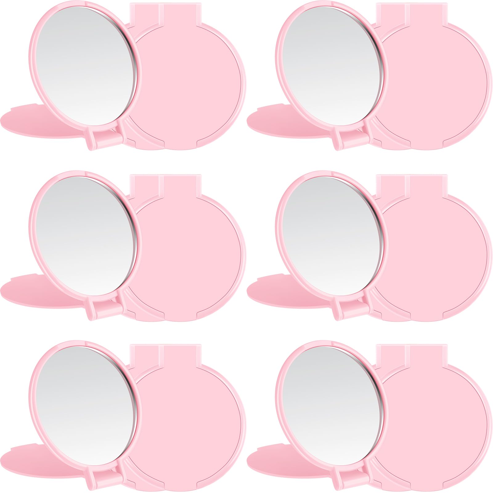 View 1 of Jetec Compact Mirrors Bulk Gifts Mini Vintage Pocket Mirrors for Purse Small Portable Folding Round Makeup Stuffs for Travel Daily Use Party Favors Women (Pink,12 Pieces)