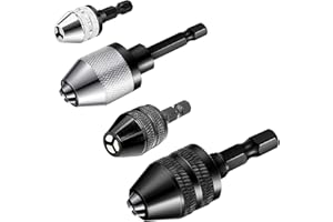 SHANDERBAR Hex Shank Drill Chuck，4 PCS Drill Chuck Adapter 1/4 Hex Shank, Drill Chuck for Impact Driver Quick Change Adapter in 0.3-6.5 mm, 0.3-3.6 mm for Impact Drill Tool Attachment.