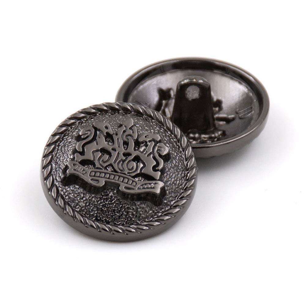 10PCS Clothes Buttons - Fashion Sewing Button Round Shaped Metal Button Set for Blazer, Coat, Uniform, Shirt, Suit and Jacket (Gun Black, 25mm)