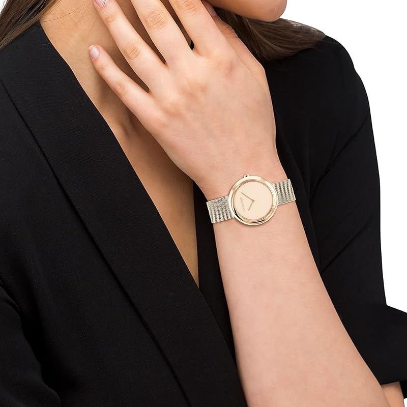 Analog Quarzuhr für Damen Kollektion Twisted Bezel mit Rotgoldfarbenes Edelstahl-Mesh-Gliederarmband - 25200013