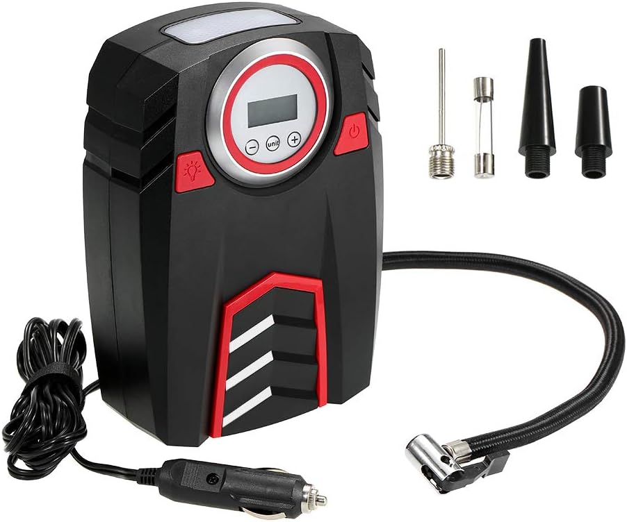 VISLONE DC 12V Portable Pump Tyre Inflator Air Compressor for Car with LED Digital Display up to 150PSI for Car Bicycle SUV Boat
