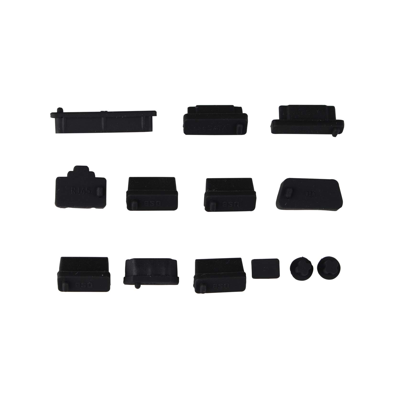 Futheda 13Pcs/ 1 Set Universal Laptop Notebook Silicone Anti Dust Plug Ports Cover Cap Protective Stopper Compatible with USB Computer Accessories Black