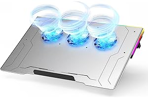 KeiBn Upgrade Laptop Cooling Pad A9,KeiBn All Aluminum-Alloy Laptop Cooler Fan for 10-15.6 Inches, 10 Modes RGB Colors Light, 3 Heights Stand, 2 USB Ports, Space Gray