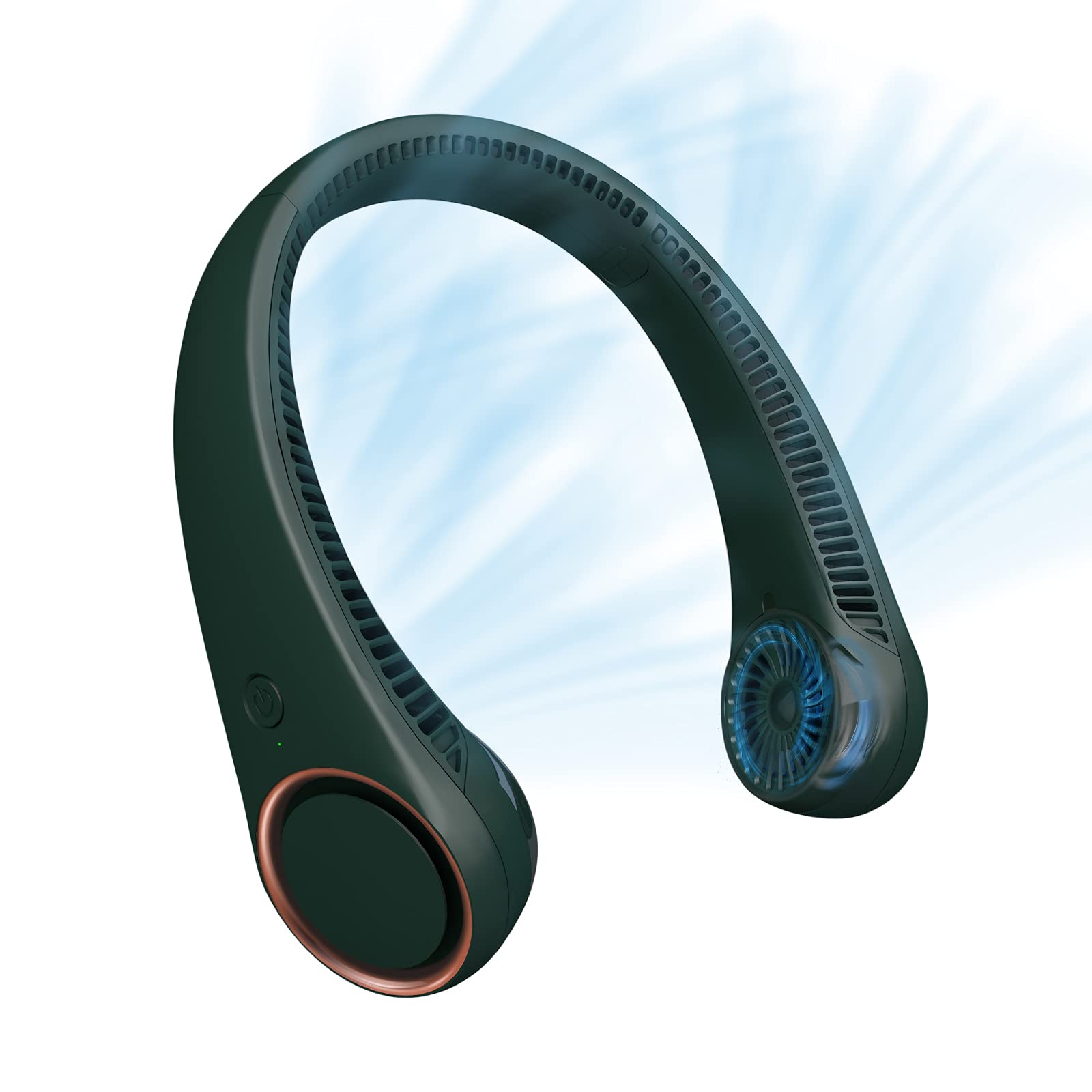 Photo 1 of CIVPOWER Neck Fan: Portable Personal Neck Cooling Rechargeable Bladeless Fan - Hands Free 3 Speed 4000 mAh Battery USB Operated Wearable Headphone Design - for Men Women Outdoor Indoor (Dark Green)