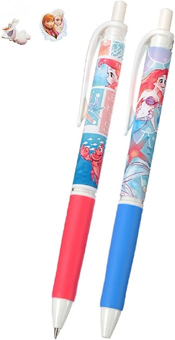 Amazon Co Jp ディズニープリンセス アリエル ジェットストリーム ボールペン 2本セット 0 5 Mm アナ雪 シール 2枚セット 文房具 オフィス用品
