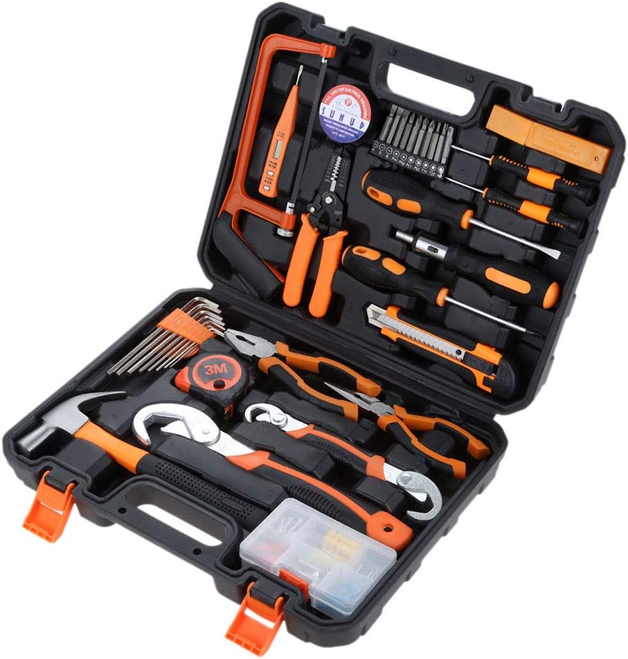 Tool Set for Repair General, Includes – Hammer, Wrench Set, Pliers, with Plastic Tool Box Perfect Tool Kit for Home, Office Or Car